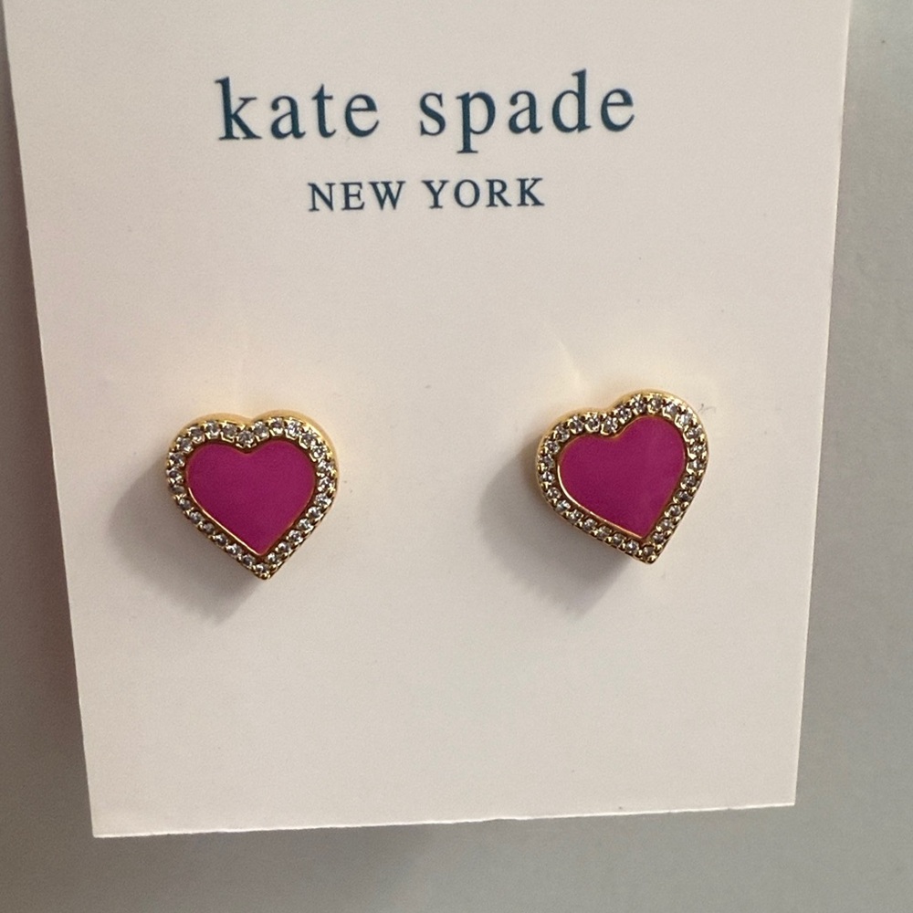 Kate Spade Fuchsia Heart Stud Earrings